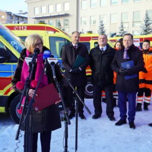 Wojewoda podkarpacki Teresa Kubas-Hul podczas konferencji prasowej