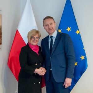 Wojewoda Teresa Kubas-Hul podczas spotkania z prezydentem Mielca