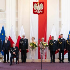 Uczestnicy uroczystości strażackich
