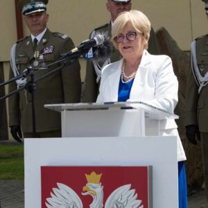 Uczestnicy uroczystości przekazania obowiązków komendantowi Straży Granicznej