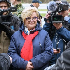 Teresa Kubas-Hul, Wojewoda Podkarpacki podczas briefingu prasowego na granicy w Barwinku.
