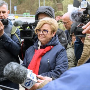 Teresa Kubas-Hul, Wojewoda Podkarpacki podczas briefingu prasowego na granicy w Barwinku.