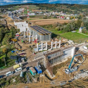 Widok z góry. Prace trwające na S19 Babica – Jawornik.